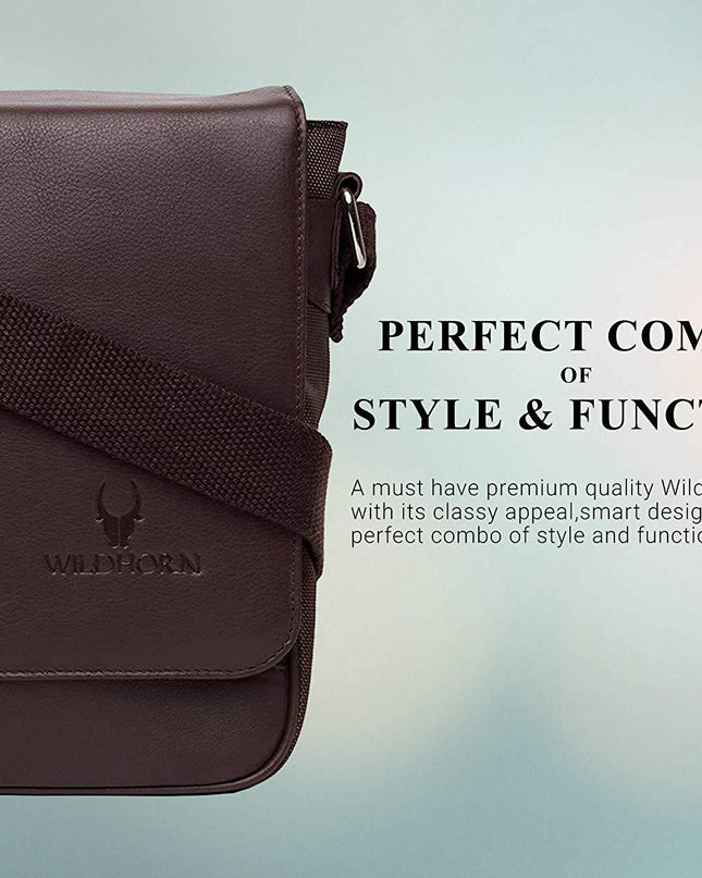 Wildhorn Genuine Leather Hunter Sling Messenger bag for men | Everyday Multipurpose Crossbody Leather Sling Bag