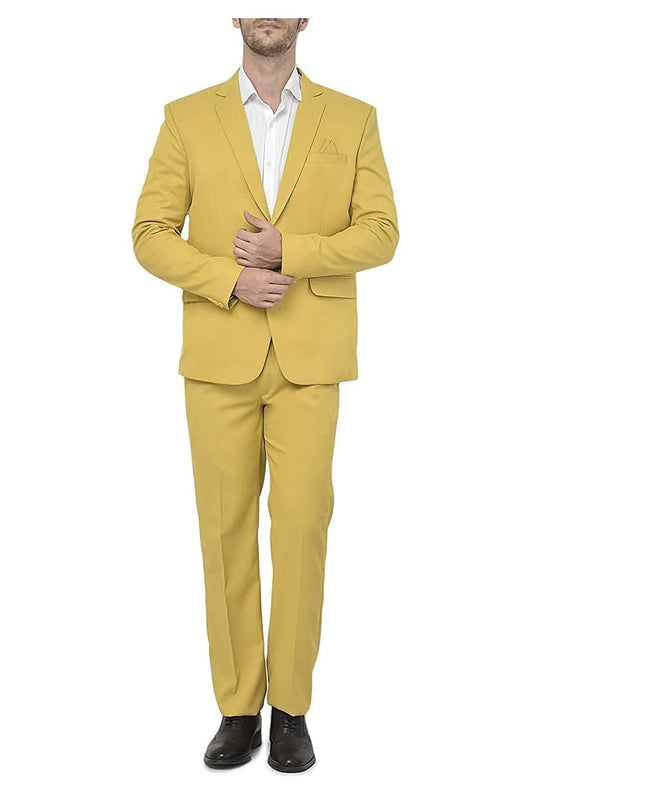 Uva World Men's Regular Fit 2-Piece Suit Two Button Blazer with Pants Set (Regular, 40, Yellow) - MALL