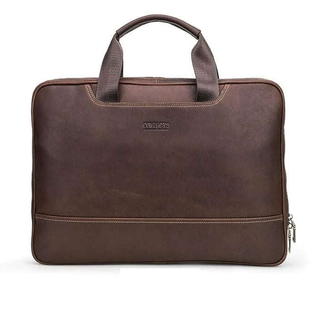 Contacts Full Grain Handcrafted Leather Briefcase Laptop Messenger Bag For Men and Women - MALL