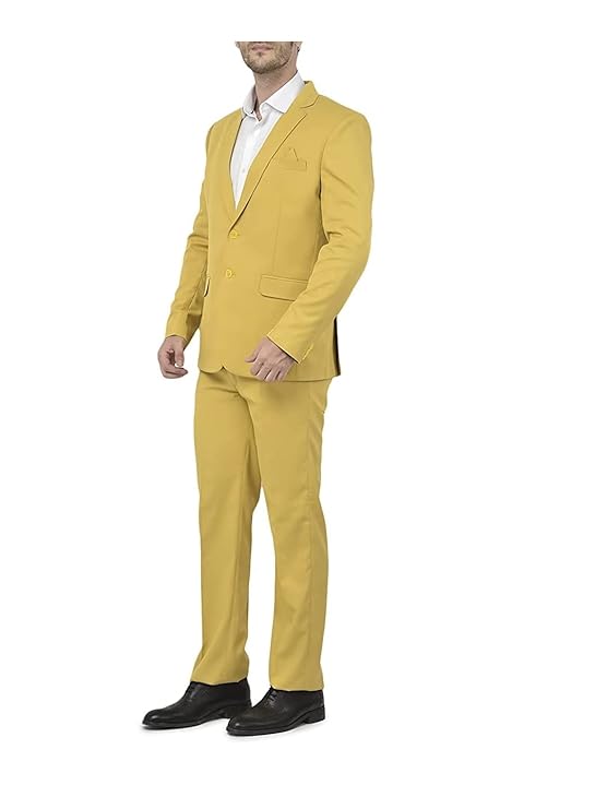 Uva World Men's Regular Fit 2-Piece Suit Two Button Blazer with Pants Set (Regular, 40, Yellow) - MALL