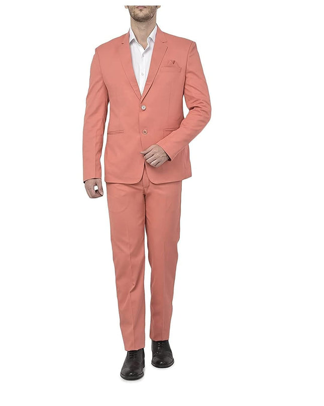 Uva World Men's Regular Fit 2-Piece Suit Two Button Blazer with Pants Set (Regular, 44, Peach) - MALL