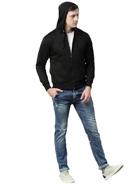 ADBUCKS Winter Wear Sweatshirt Hoodie with Zipper Cotton Fleece Jacket for Men's - MALL