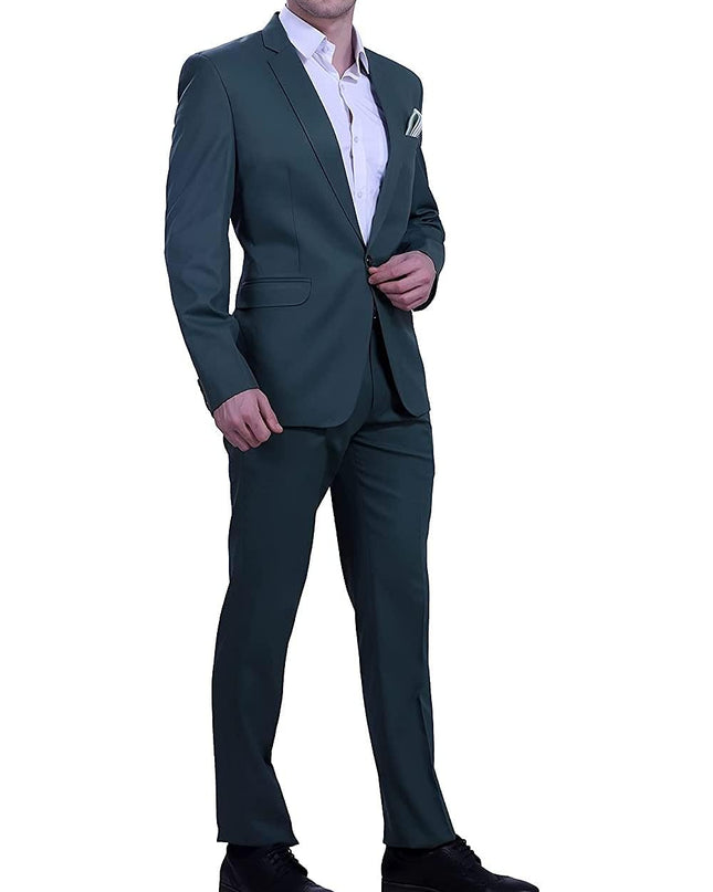 Uva World Men's Regular Fit 2-Piece Suit Two Button Blazer with Pants Set (Regular, 38, Green) - MALL