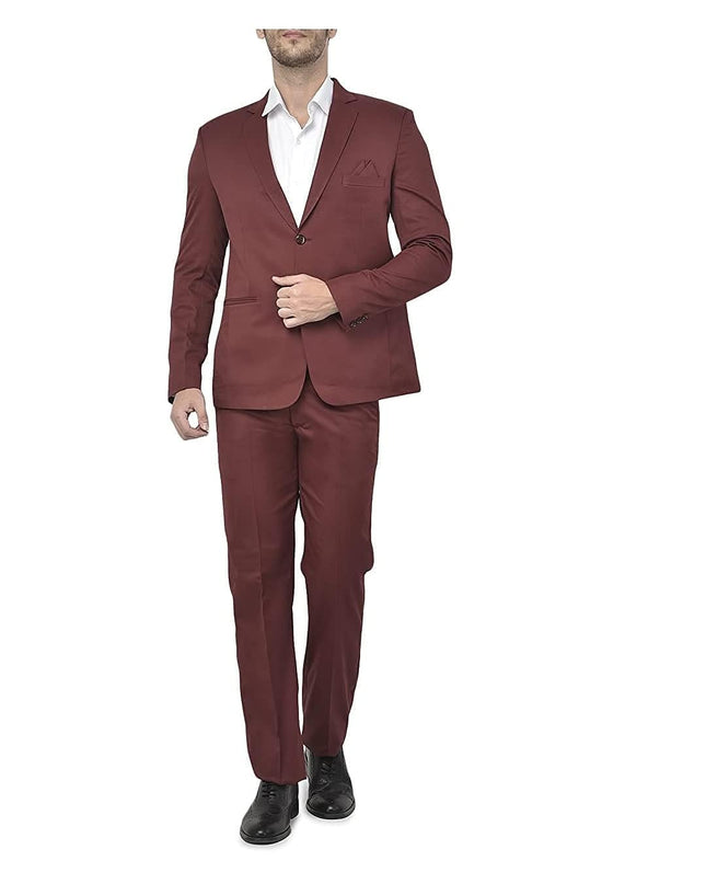 Uva World Men's Regular Fit 2-Piece Suit Two Button Blazer - MALL