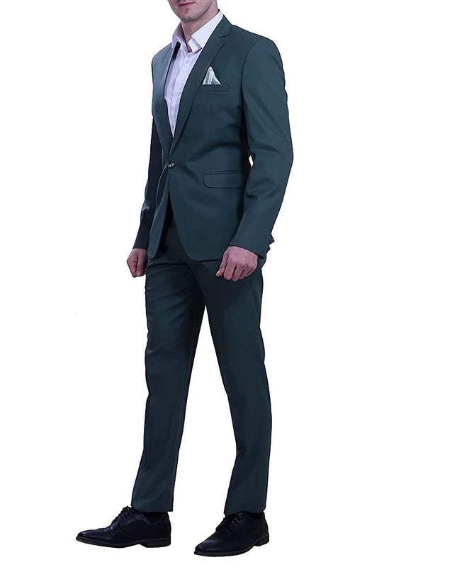 Uva World Men's Regular Fit 2-Piece Suit Two Button Blazer with Pants Set (Regular, 38, Green) - MALL