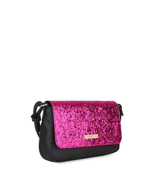 Caprese Black Printed Leather Structured Sling Bag - MALL