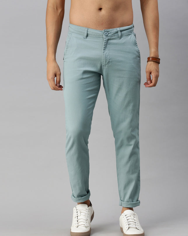 Roadster Men Blue Regular Fit Self Design Regular Trousers - MALL