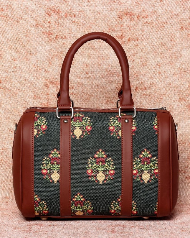 Royal Green Mogra Print Handbag