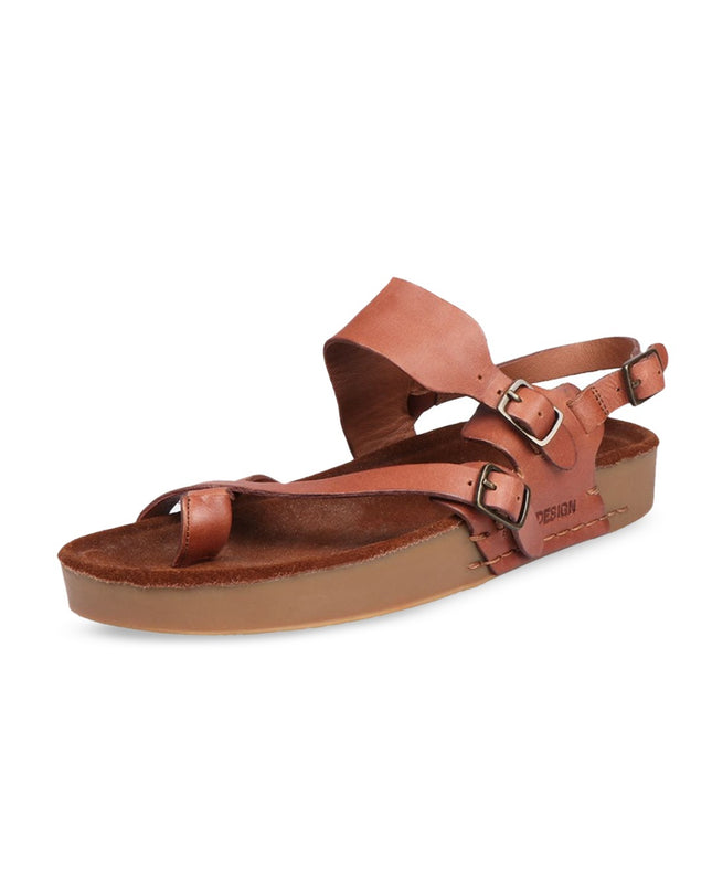 Hidesign PORT BLAIR Leather One Toe Flats With Buckle Closure - MALL