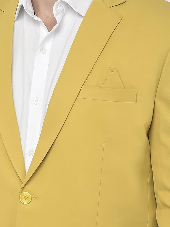 Uva World Men's Regular Fit 2-Piece Suit Two Button Blazer with Pants Set (Regular, 40, Yellow) - MALL