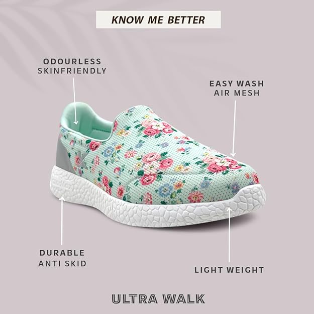 KazarMax Women Lightweight Casual Slip-On Walking Sea Green Sneaker - MALL