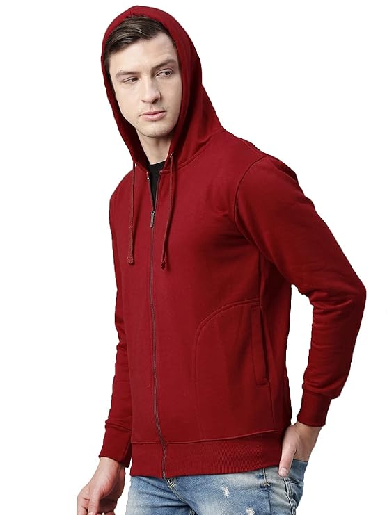 ADBUCKS Winter Wear Sweatshirt Hoodie with Zipper Cotton Fleece Jacket for Men's - MALL