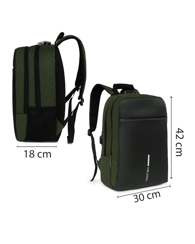 Anti Theft Number Lock Backpack Bag with 15.6 Inch Laptop Compartment, USB Charging Port & Organizer Pocket for Men Women Boys Girls