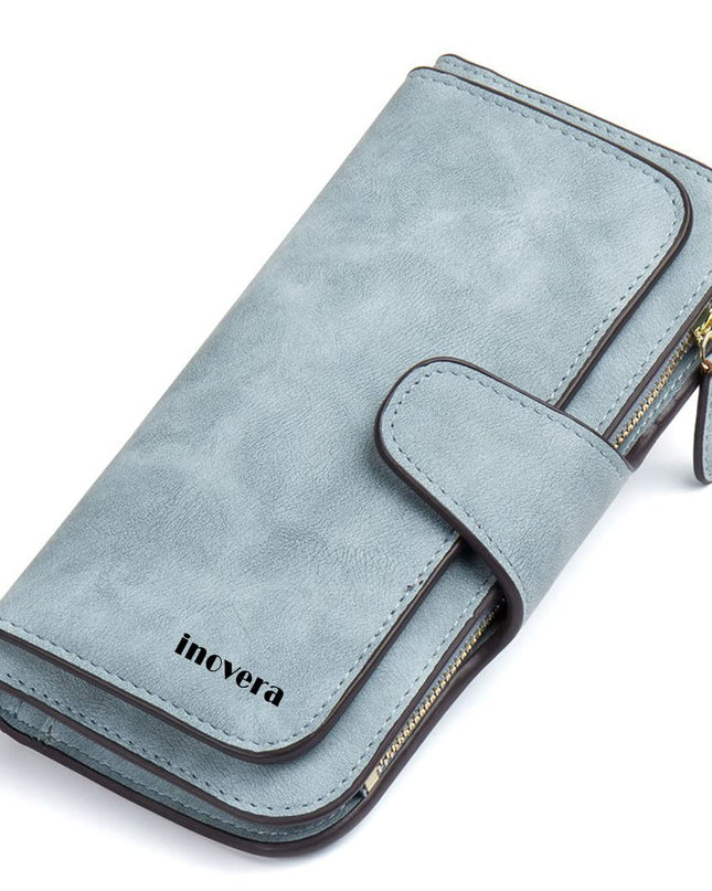 Vegan Leather Women's Tri-fold Women Fashion Card Coin Holder Ladies Long Purse Clutch Wallet - MALL