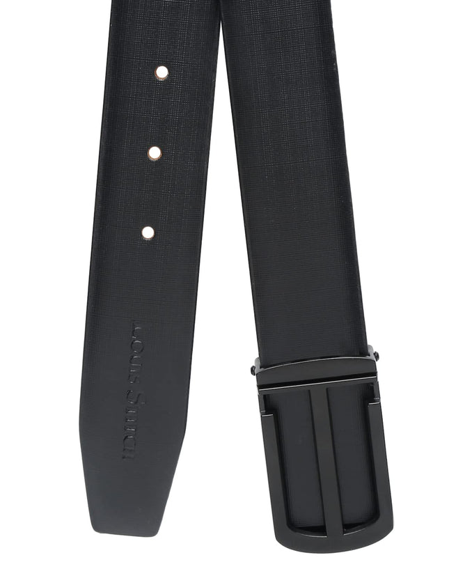 LOUIS STITCH Men's Black Italian Leather Belt - MALL