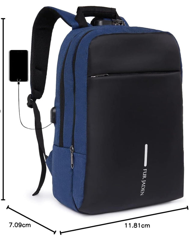 Anti Theft Number Lock Backpack Bag with 15.6 Inch Laptop Compartment, USB Charging Port & Organizer Pocket for Men Women Boys Girls