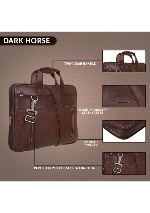 DARK HORSE Laptop Bag Leather Briefcase 15.6 Inch - MALL