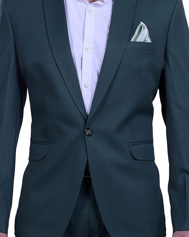 Uva World Men's Regular Fit 2-Piece Suit Two Button Blazer with Pants Set (Regular, 38, Green) - MALL