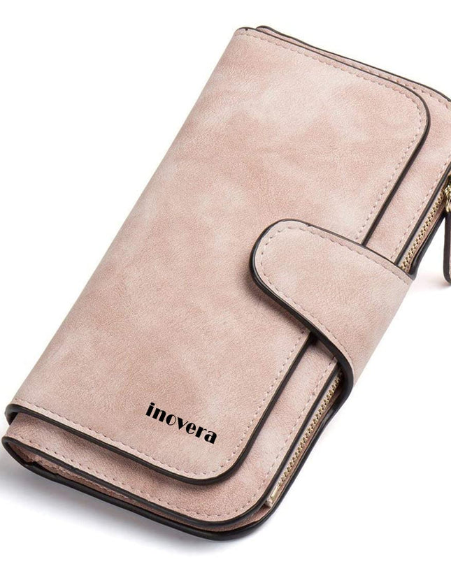 Vegan Leather Women's Tri-fold Women Fashion Card Coin Holder Ladies Long Purse Clutch Wallet - MALL