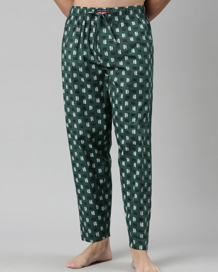 Pepe Jeans Men Green Printed Cotton Lounge Pants - MALL