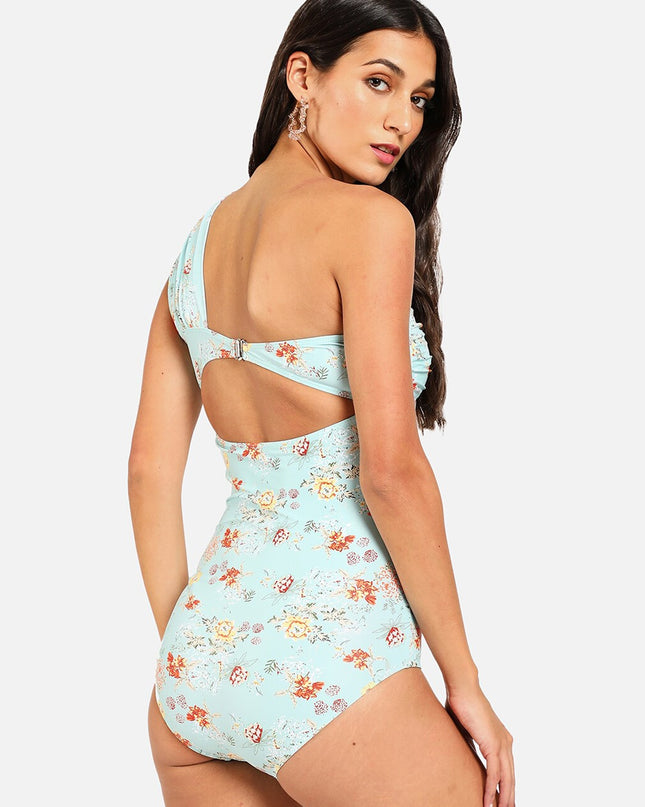 HAUTE SAUCE by Campus Sutra Women Blue & Brown Printed Swimsuit - MALL