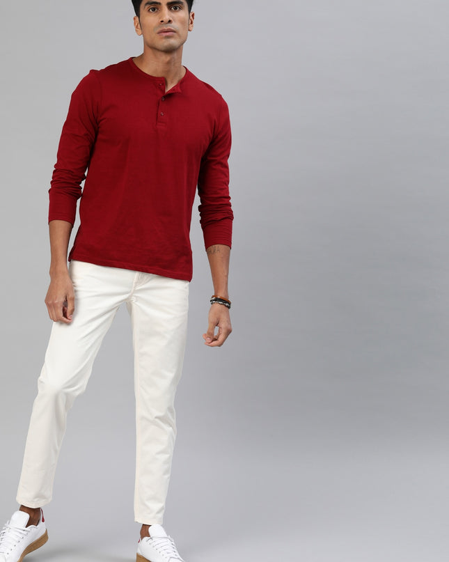 Roadster Men White Regular Fit Solid Sustainable Chinos - MALL