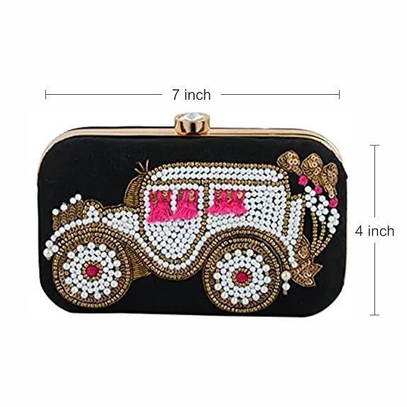 Handicraft Hand Embroidered Box Clutch Black - MALL