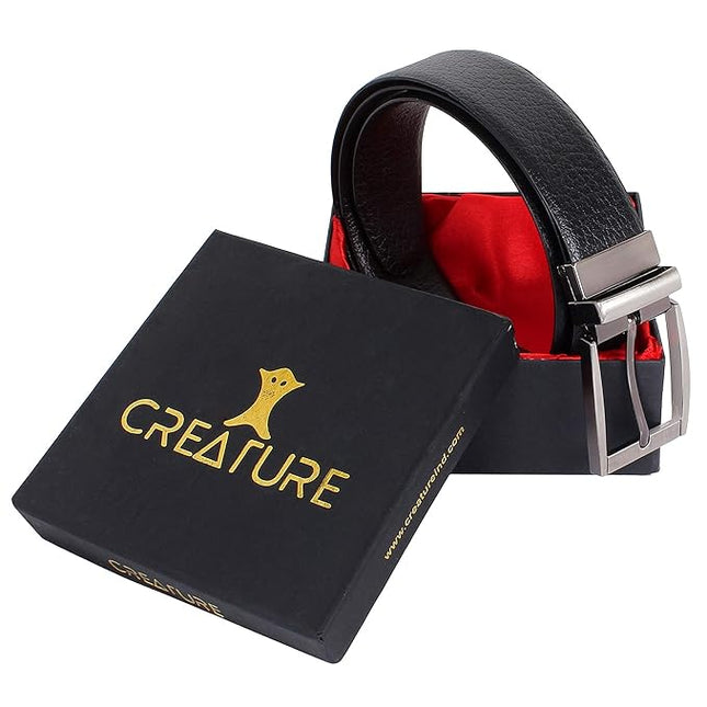 CREATURE Men's Genuine Leather Black & Brown Reversible Belt - MALL