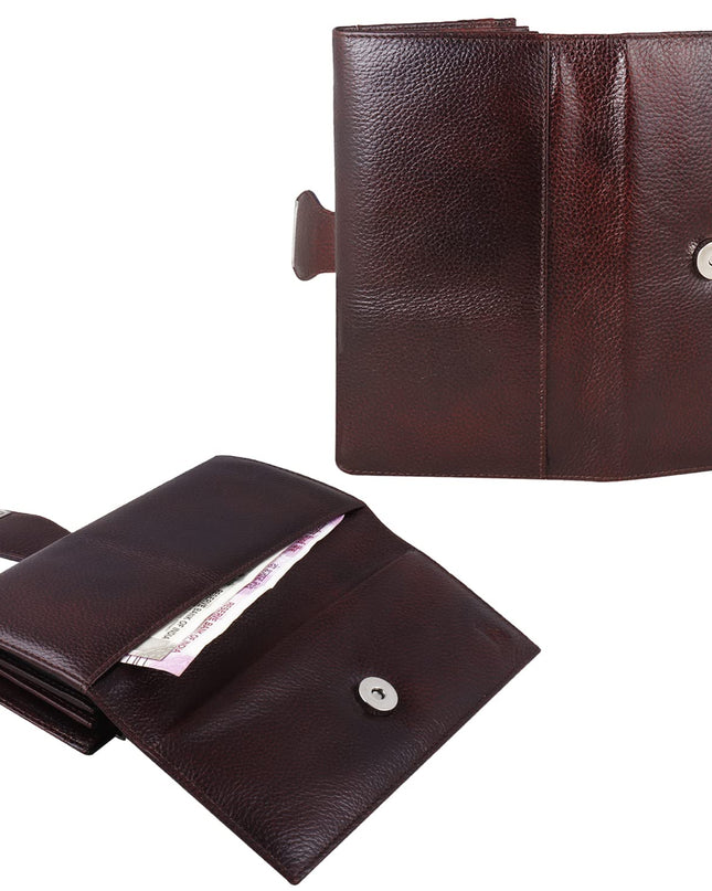 Women Clutch Wallet Genuine Leather Brown - MALL