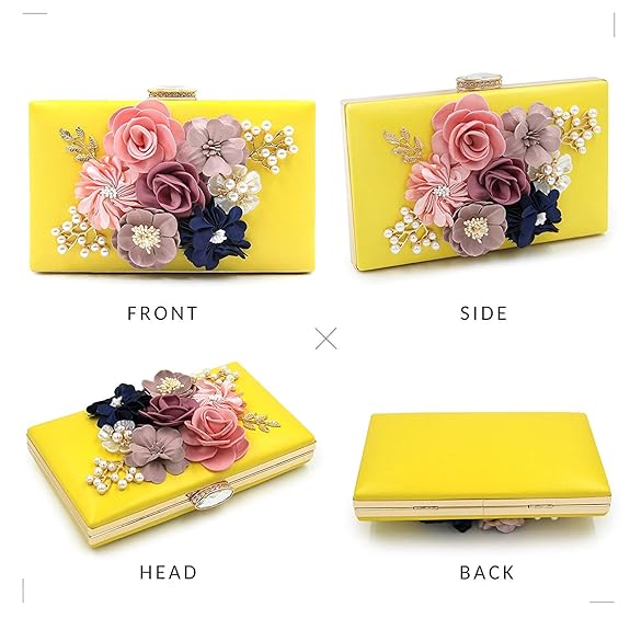 INOVERA (LABEL) Women Floral Evening Clutch Yellow - MALL