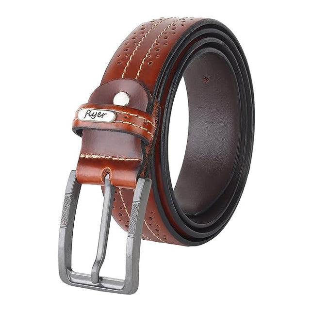 Flyer Men's Leather Belt Buckle Adjustable Size - MALL