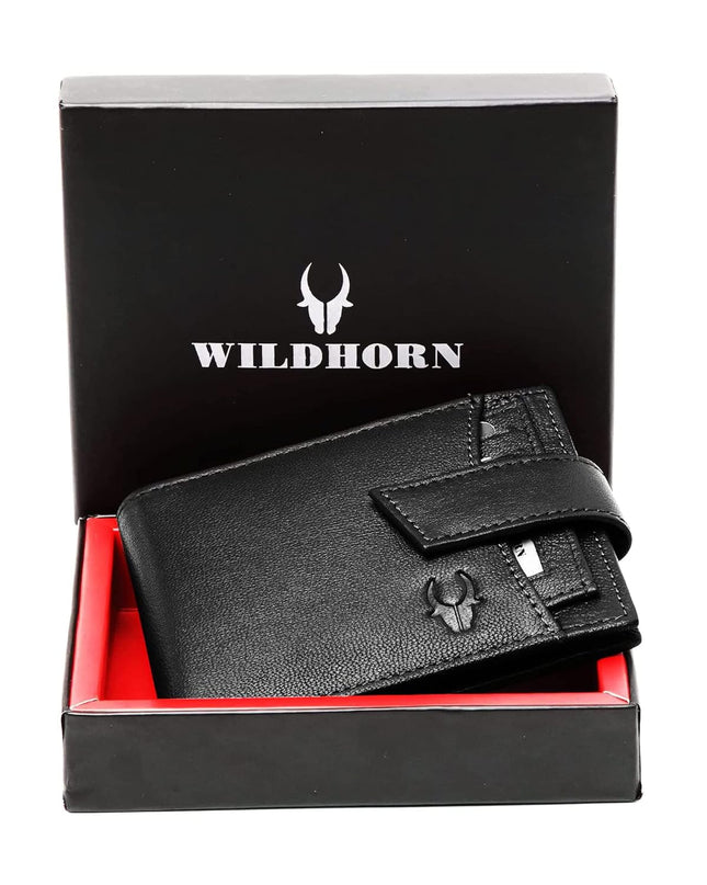 WildHorn Black Leather Wallet for Men - MALL