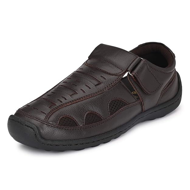 Men's Brown leather Sandals - MALL