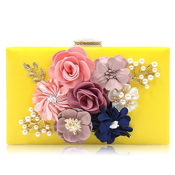 INOVERA (LABEL) Women Floral Evening Clutch Yellow - MALL