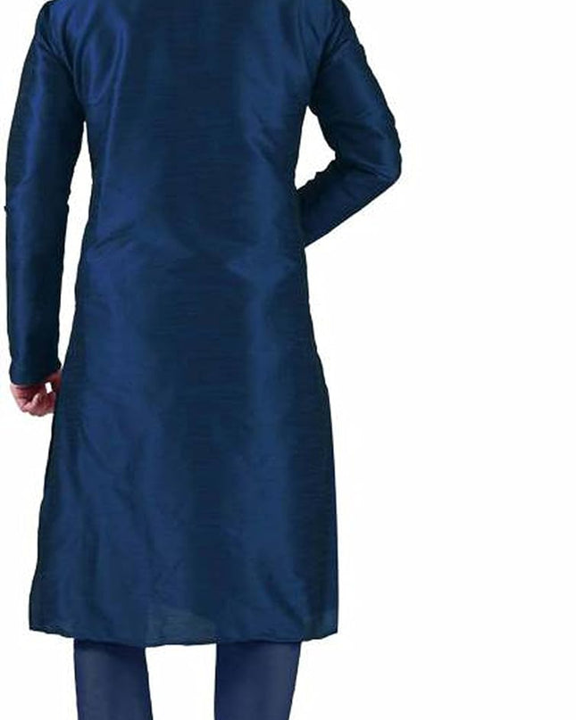 Varmohey Men's Silk Kurta Pyjama Set Navy 44 - MALL