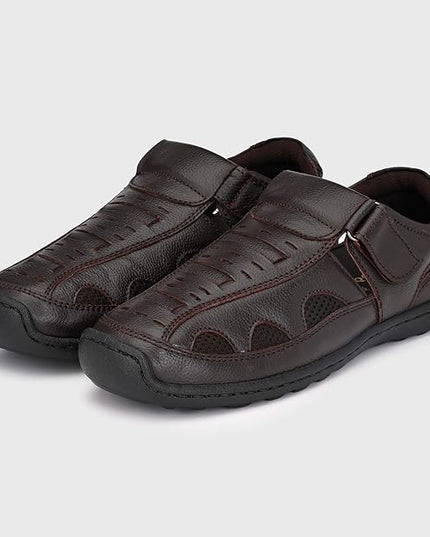 Men's Brown leather Sandals - MALL