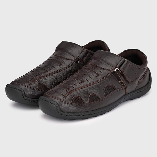 Men's Brown leather Sandals - MALL