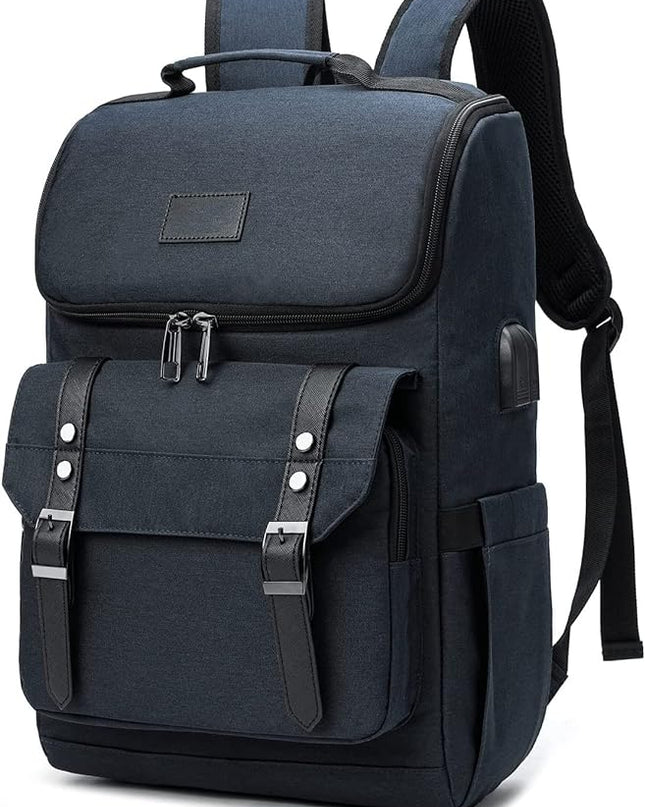 Contacts Unisex Vintage Travel Laptop Backpack with usb Charging Port Fits Upto 15.6 Inch Laptop - Blueâ€¦ - MALL