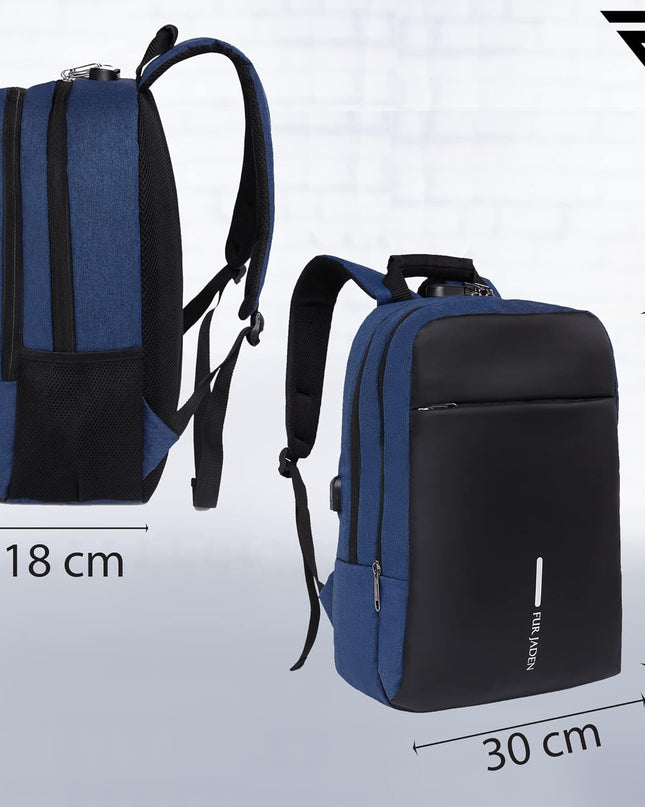 Anti Theft Number Lock Backpack Bag with 15.6 Inch Laptop Compartment, USB Charging Port & Organizer Pocket for Men Women Boys Girls