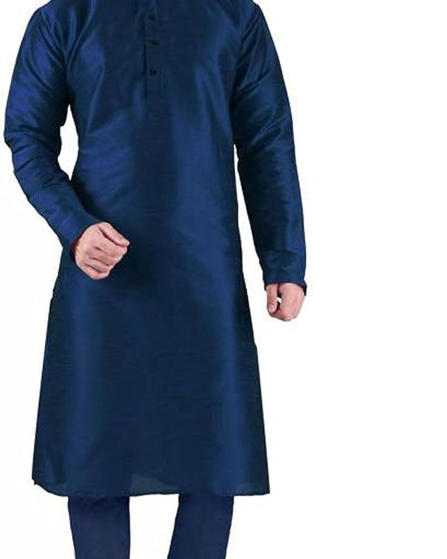 Varmohey Men's Silk Kurta Pyjama Set Navy 44 - MALL