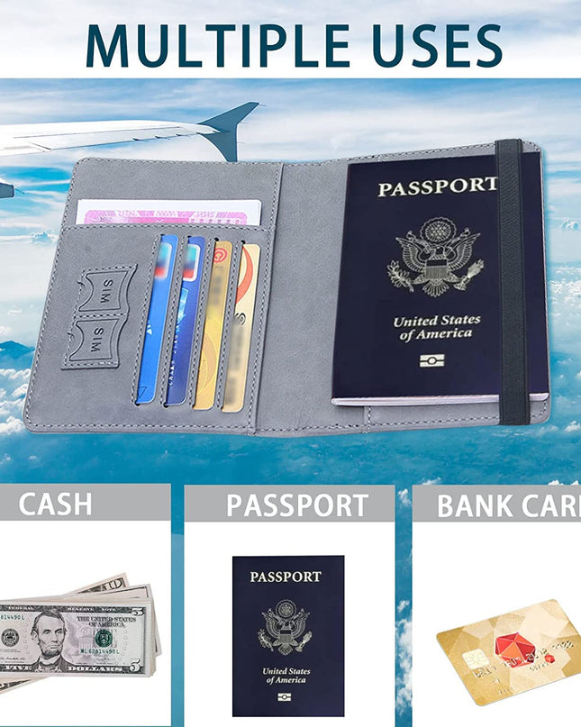 VOGARD Slim Leather Travel Passport Wallet Casual Solid Credit Card Holder Money Wallet ID Multifunction Documents Flight License Purse - MALL