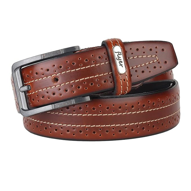 Flyer Men's Leather Belt Buckle Adjustable Size - MALL