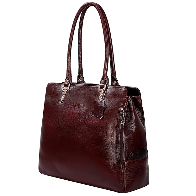 HYATT Leather Full Grain Natural Leather Top Handle Satchel Tote Handbags - MALL