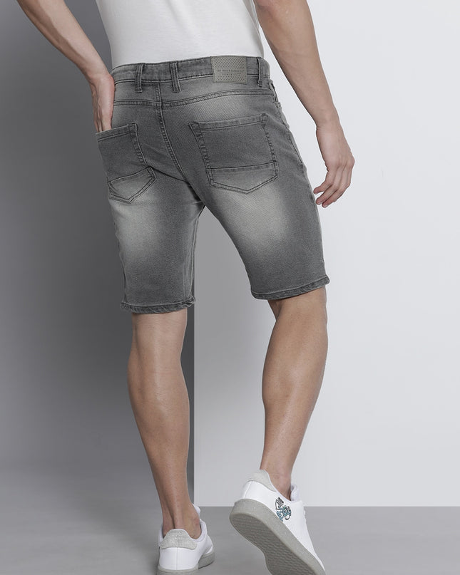 The Indian Garage Co Men Grey Slim Fit Denim Shorts - MALL