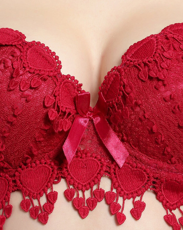 BRACHY Women Maroon Solid Lace Lingerie Set - MALL