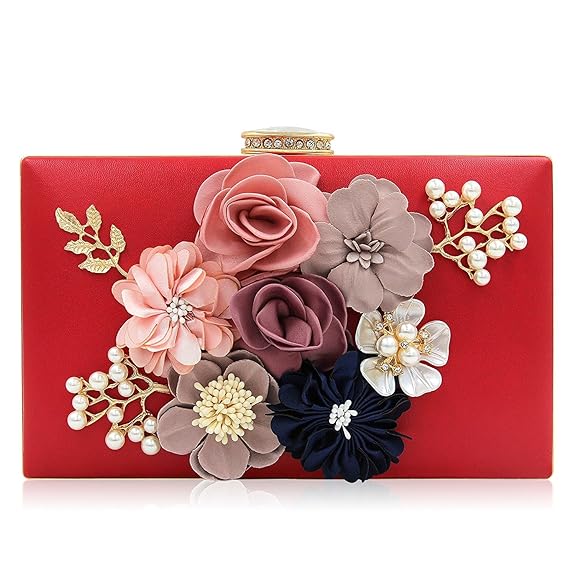 INOVERA (LABEL) Women Floral Evening Clutch Red - MALL