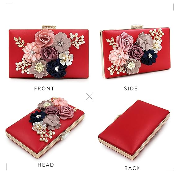 INOVERA (LABEL) Women Floral Evening Clutch Red - MALL