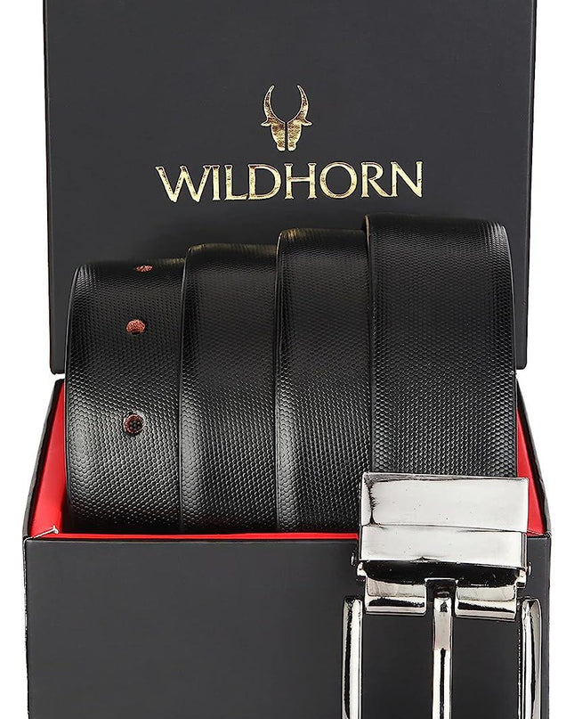 WildHorn Reversible Formal Leather Belt for Men I Durable Buckle I Heavy Duty