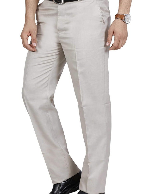 McHenry Men's Solid Formal Regular Fit Wrinkle Free PolyViscose Trousers - MALL