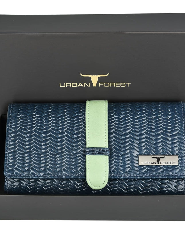 URBAN FOREST Danny Blue/Mint Green Leather Wallet for Women - MALL